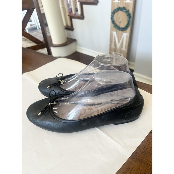 Sam Edelman Felicia black leather ballet flats size 8.5 Wide Comfort 8.5W - Picture 1 of 8